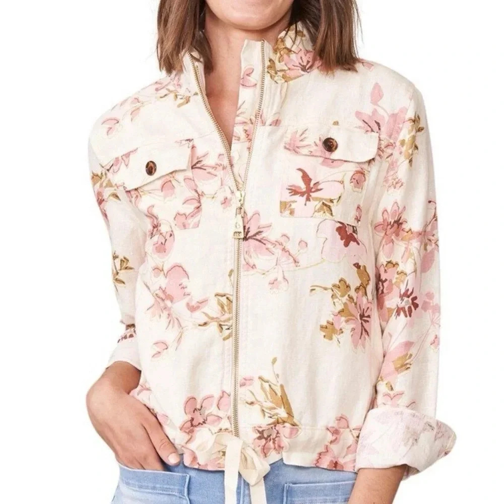 NWOT Spartina 449 Ocean Reach Garden House Floral Linen Jacket